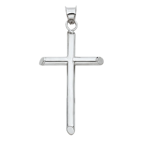 14K White Gold Classic Cross Religious Pendant